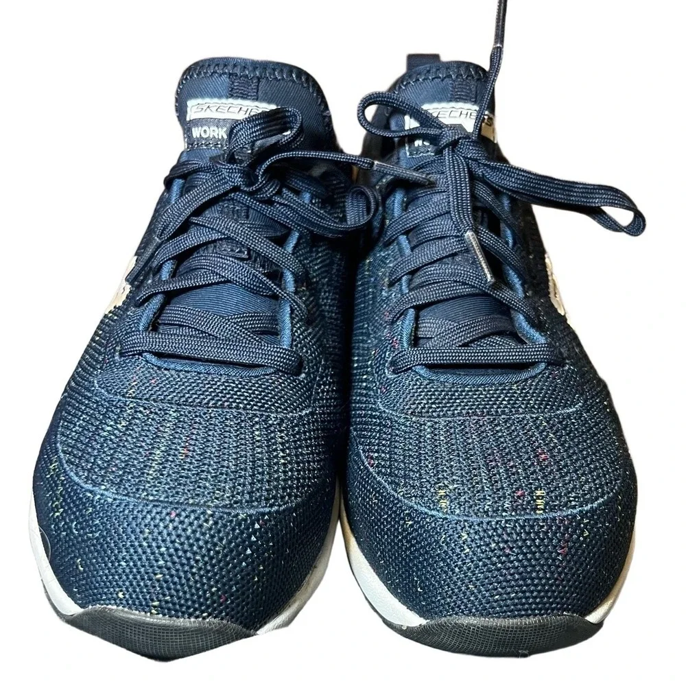 Skechers Womens Size 8 1/2 Work Shoes Steel Toe Safety Navy Blue Sneakers Safety